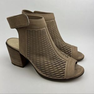 Vince Camuto VC-Lavette Brown Leather Open Toe Chunky Heel Slingbacks Womens 9M